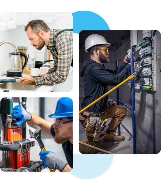 Electrician working on electrical panel